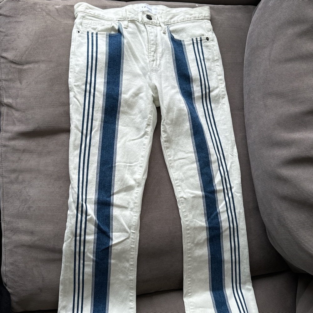 White with navy stripe FRAME jeans